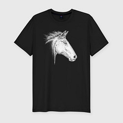 Мужская slim-футболка Голова белой лошади в профиль