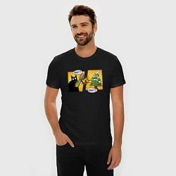 Футболка slim-fit Кот против елки, цвет: черный — фото 2