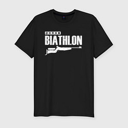 Футболка slim-fit Biathlon - снайпер, цвет: черный