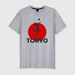 Мужская slim-футболка Волейбол в Токио