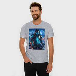 Футболка slim-fit Cyber man - ai art, цвет: меланж — фото 2