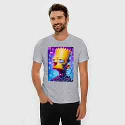 Футболка slim-fit Cyber Bart Simpson - ai art, цвет: меланж — фото 2