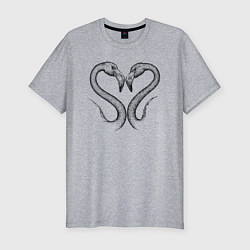 Мужская slim-футболка Фламинго сердечко