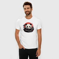 Футболка slim-fit Панда с красным солнцем, цвет: белый — фото 2
