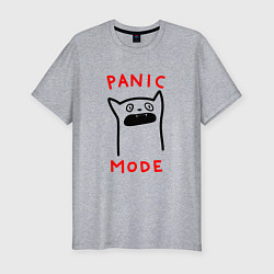 Мужская slim-футболка Panic mode - котик