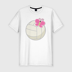 Мужская slim-футболка Волейбол и бабочка