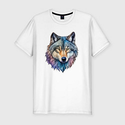 Мужская slim-футболка Перламутровый волк