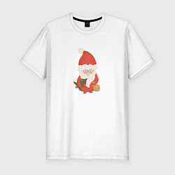 Мужская slim-футболка Дед Мороз с ёлкой и подарками