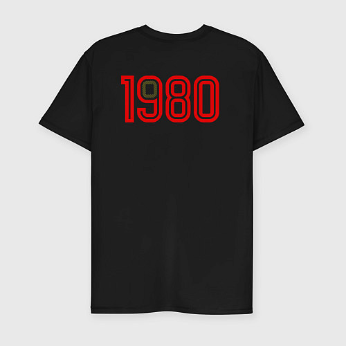 Мужская slim-футболка 1980 год рождения / Черный – фото 2