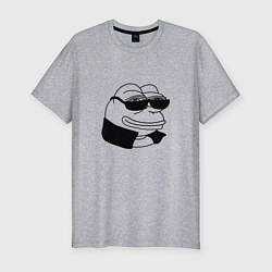 Мужская slim-футболка Лягушонок пепе в очках мем