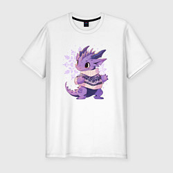 Мужская slim-футболка Фиолетовый дракон в свитере