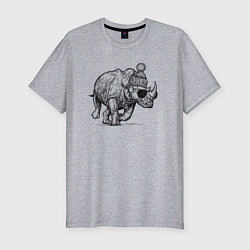 Мужская slim-футболка Носорог-хипстер