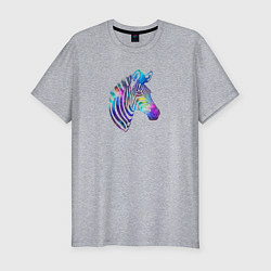 Мужская slim-футболка Фиолетовая абстрактная голова зебры