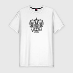 Футболка slim-fit Герб России двухглавый орел, цвет: белый