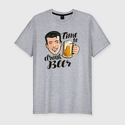 Футболка slim-fit Время для пива, цвет: меланж