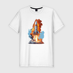 Мужская slim-футболка Пуск ракеты