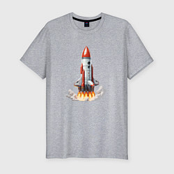 Мужская slim-футболка Запуск космического корабля