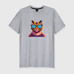 Мужская slim-футболка Модный кот