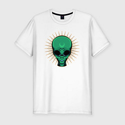 Мужская slim-футболка Зелёный марсианин