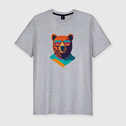 Футболка slim-fit Медведь в солнечных очках, цвет: меланж