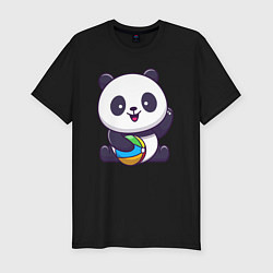 Мужская slim-футболка Панда с мячиком
