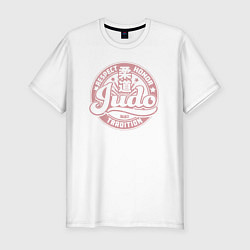 Мужская slim-футболка Дзюдо уважение честь традиции