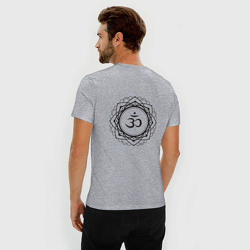 Мужская slim-футболка Сахасрара чакра - символ аюрведы / Меланж – фото 4