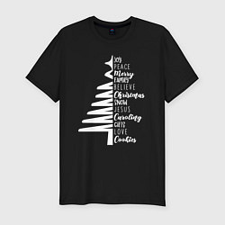 Футболка slim-fit Christmas tree - is happiness, цвет: черный