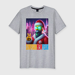 Футболка slim-fit Simpson new year - cyberpunk, цвет: меланж