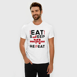 Футболка slim-fit Надпись: eat sleep GTA6 repeat, цвет: белый — фото 2