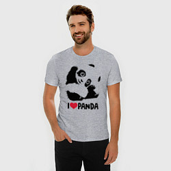 Футболка slim-fit I love panda, цвет: меланж — фото 2