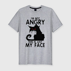 Мужская slim-футболка I am not angry cat