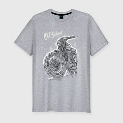 Мужская slim-футболка Старая школа - мотоцикл