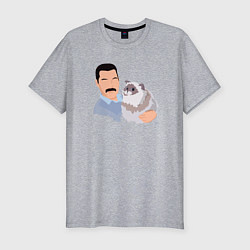 Мужская slim-футболка Фредди с котиком