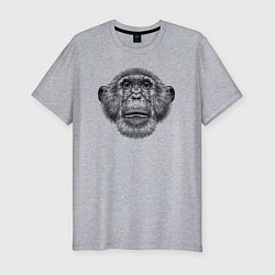 Мужская slim-футболка Шимпанзе смотрит вверх