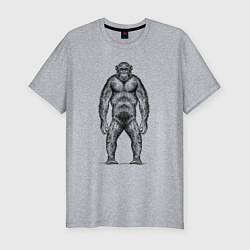 Мужская slim-футболка Шимпанзе стоит
