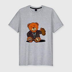Мужская slim-футболка Медведь Кащей с шапкой-ушанкой