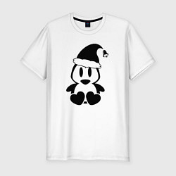 Мужская slim-футболка Милый пингвин с сердечками