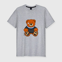 Мужская slim-футболка Медведь Вова с пластырем