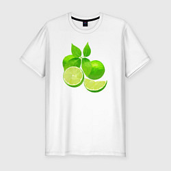 Мужская slim-футболка Лайм целиком с листьями