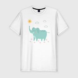 Мужская slim-футболка Солнечный слоник