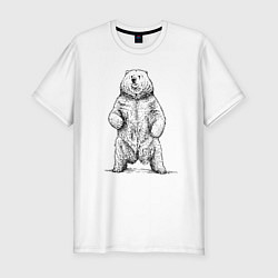 Мужская slim-футболка Медведь стоит