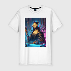 Футболка slim-fit Mona Lisa cyberpunk - fantasy, цвет: белый