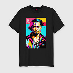 Футболка slim-fit Джонни Депп - поп арт, цвет: черный