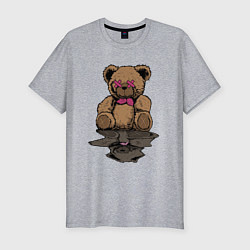 Мужская slim-футболка Плюшевый медвежонок и его отражение