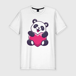 Мужская slim-футболка Сердце панды