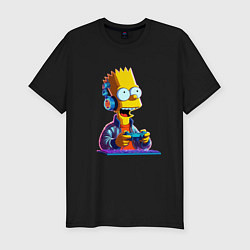 Мужская slim-футболка Bart is an avid gamer