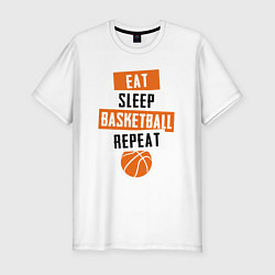 Футболка slim-fit Eat sleep basketball, цвет: белый