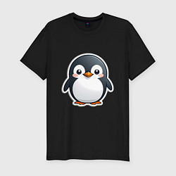 Мужская slim-футболка Пингвин цыпленок