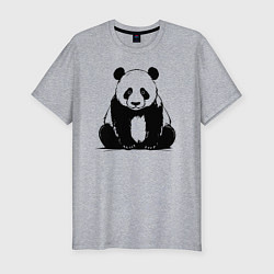Мужская slim-футболка Грустная панда сидит